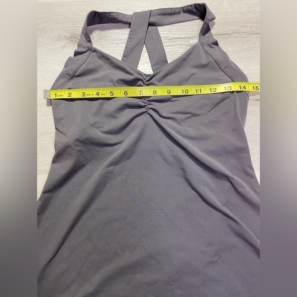 Merrell Workout Tank Gray Strap Racerback Ruched Bust UPF 50 Size Small - Picture 9 of 9